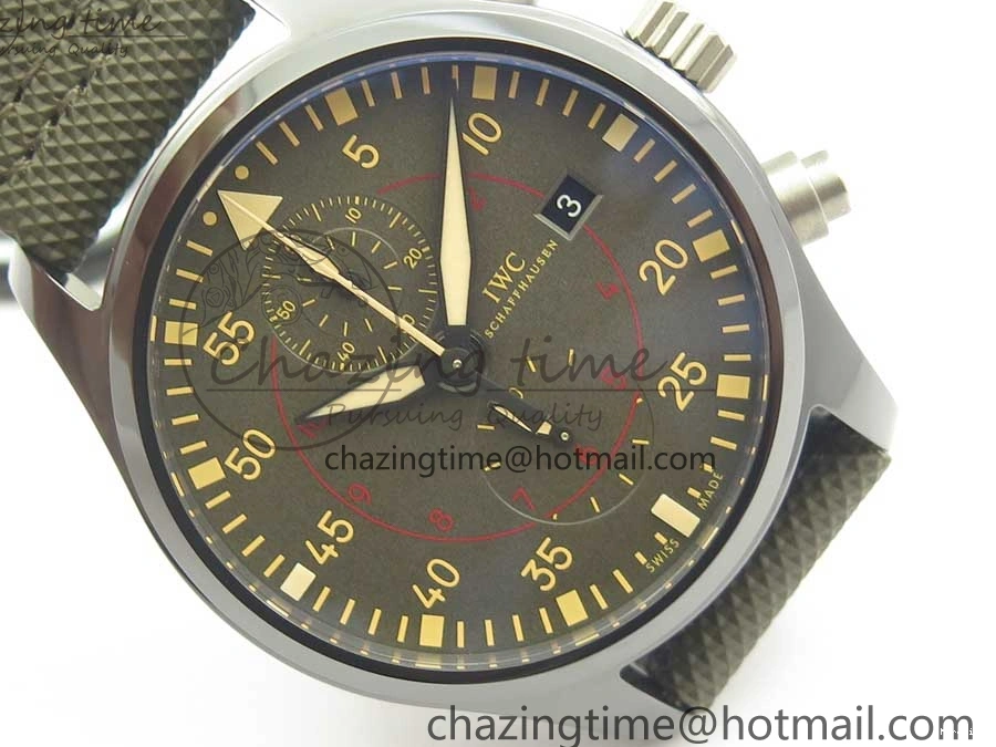 MIROTIME 0821 Classic PILOT IW389001 ZF 1:1 Best Edition Ceramic Case Green Dial on Green Nylon Strap A7750 (Function Same As Genuine) 7160